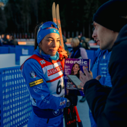 LE GRAND BORNAND, FRANCE - DECEMBER 18: Dorothea Wierer of Italy December 18, 2025 in Le Grand Bornand, France. (Photo by Alexis Rodriguez)