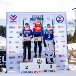 Samse National Tour n°4,MÉRIBEL, FRANCE - JANUARY 17: OLIVA JULIETTE of FRA, OUVRIER-BUFFET ROMANE of FRA and OUVRIER-BUFFET ADELE of FRA January 17, 2026 in Méribel, France. (Photo by Rodriguez Alexis / @Aleiks_photo)