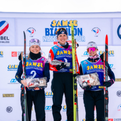 Samse National Tour n°4,MÉRIBEL, FRANCE - JANUARY 17: DUPONT BALLET BAZ LOU ANNE of FRA, BERTRAND FANY of FRA and ROGUET LOUISE of FRA January 17, 2026 in Méribel, France. (Photo by Rodriguez Alexis / @Aleiks_photo)