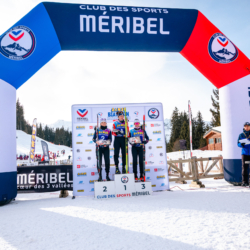 Samse National Tour n°4,MÉRIBEL, FRANCE - JANUARY 17: DUPONT BALLET BAZ LOU ANNE of FRA, BERTRAND FANY of FRA and ROGUET LOUISE of FRA January 17, 2026 in Méribel, France. (Photo by Rodriguez Alexis / @Aleiks_photo)