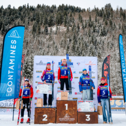 Samse National Tour n°5,LES CONTAMINES, FRANCE - JANUARY 24: BUISSON TAINA of FRA, PENALVERT NOEMIE of FRA, PICARD JANIE of FRA, RICHARD GAIA of FRA, PERREY MAYA of FRA January 24, 2026 in Les Contamines, France. (Photo by Rodriguez Alexis / @Aleiks_photo)