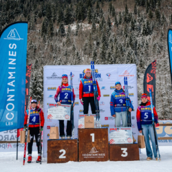 Samse National Tour n°5,LES CONTAMINES, FRANCE - JANUARY 24: BUISSON TAINA of FRA, PENALVERT NOEMIE of FRA, PICARD JANIE of FRA, RICHARD GAIA of FRA, PERREY MAYA of FRA January 24, 2026 in Les Contamines, France. (Photo by Rodriguez Alexis / @Aleiks_photo)