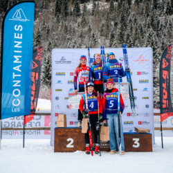 Samse National Tour n°5,LES CONTAMINES, FRANCE - JANUARY 24: BUISSON TAINA of FRA, PENALVERT NOEMIE of FRA, PICARD JANIE of FRA, RICHARD GAIA of FRA, PERREY MAYA of FRA January 24, 2026 in Les Contamines, France. (Photo by Rodriguez Alexis / @Aleiks_photo)