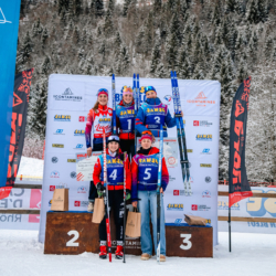 Samse National Tour n°5,LES CONTAMINES, FRANCE - JANUARY 24: BUISSON TAINA of FRA, PENALVERT NOEMIE of FRA, PICARD JANIE of FRA, RICHARD GAIA of FRA, PERREY MAYA of FRA January 24, 2026 in Les Contamines, France. (Photo by Rodriguez Alexis / @Aleiks_photo)