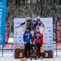 Samse National Tour n°5,LES CONTAMINES, FRANCE - JANUARY 24: ROGUET YANN of FRA, LAFOUX JULES of FRA, MINAZZI MARTIN of FRA, TUTTINO SAMUEL of FRA, VERCUEIL NANS of FRA January 24, 2026 in Les Contamines, France. (Photo by Rodriguez Alexis / @Aleiks_photo)