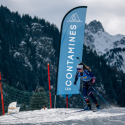 Samse National Tour n°5,LES CONTAMINES, FRANCE - JANUARY 24: PERRIN CORALIE of FRA January 24, 2026 in Les Contamines, France. (Photo by Rodriguez Alexis / @Aleiks_photo)