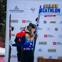 Samse National Tour n°5,LES CONTAMINES, FRANCE - JANUARY 24: DUPONT BALLET BAZ LOU ANNE of FRA, FONTAINE THEMICE of FRA January 24, 2026 in Les Contamines, France. (Photo by Rodriguez Alexis / @Aleiks_photo)