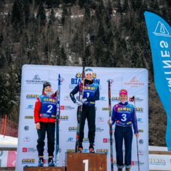Samse National Tour n°5,LES CONTAMINES, FRANCE - JANUARY 24: FONTAINE THEMICE of FRA, DUPONT BALLET BAZ LOU ANNE of FRA and ORVAIN CHLOE of FRA January 24, 2026 in Les Contamines, France. (Photo by Rodriguez Alexis / @Aleiks_photo)