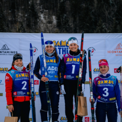 Samse National Tour n°5,LES CONTAMINES, FRANCE - JANUARY 24: FONTAINE THEMICE of FRA, PERRIN CORALIE of FRA, DUPONT BALLET BAZ LOU ANNE of FRA and ORVAIN CHLOE of FRA January 24, 2026 in Les Contamines, France. (Photo by Rodriguez Alexis / @Aleiks_photo)