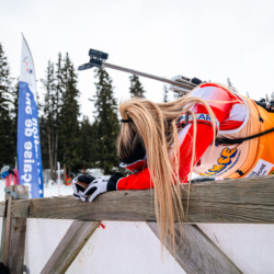 Samse National Tour n°4,MÉRIBEL, FRANCE - JANUARY 18: LAINE EVA of FRA January 18, 2026 in Méribel, France. (Photo by Rodriguez Alexis / @Aleiks_photo)