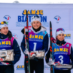 Samse National Tour n°4,MÉRIBEL, FRANCE - JANUARY 18: ROGUET LOUISE of FRA, DUPONT BALLET BAZ LOU ANNE of FRA and BUGEAUD LOLA of FRA January 18, 2026 in Méribel, France. (Photo by Rodriguez Alexis / @Aleiks_photo)