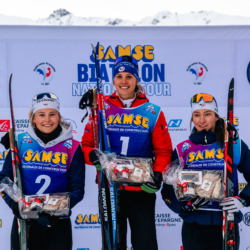 Samse National Tour n°4,MÉRIBEL, FRANCE - JANUARY 18: DUPONT BALLET BAZ LOU ANNE of FRA, JEANNIER LEONIE of FRA and ROGUET LOUISE of FRA January 18, 2026 in Méribel, France. (Photo by Rodriguez Alexis / @Aleiks_photo)
