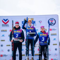 Samse National Tour n°4,MÉRIBEL, FRANCE - JANUARY 18: MADELENAT NANS of FRA, PERRILLAT-BOTTONET EMILE of FRA an BOUILLET TOM of FRA January 18, 2026 in Méribel, France. (Photo by Rodriguez Alexis / @Aleiks_photo)
