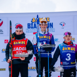 Samse National Tour n°4,MÉRIBEL, FRANCE - JANUARY 18: MADELENAT NANS of FRA, PERRILLAT-BOTTONET EMILE of FRA an BOUILLET TOM of FRA January 18, 2026 in Méribel, France. (Photo by Rodriguez Alexis / @Aleiks_photo)