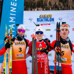 Samse National Tour n°5,LES CONTAMINES, FRANCE - JANUARY 25: SAMUEL TUTTINO of FRA, MARTIN MINAZZI of FRA, NANS VERCUEIL of FRA January 25, 2026 in Les Contamines, France. (Photo by Rodriguez Alexis / @Aleiks_photo)