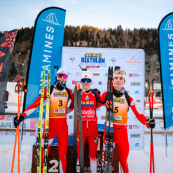 Samse National Tour n°5,LES CONTAMINES, FRANCE - JANUARY 25: SAMUEL TUTTINO of FRA, MARTIN MINAZZI of FRA, NANS VERCUEIL of FRA January 25, 2026 in Les Contamines, France. (Photo by Rodriguez Alexis / @Aleiks_photo)