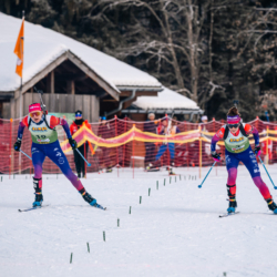 Samse National Tour n°5,LES CONTAMINES, FRANCE - JANUARY 25: GABRIELLE BOURGEOIS of FRA, MAYA PERREY of FRA January 25, 2026 in Les Contamines, France. (Photo by Rodriguez Alexis / @Aleiks_photo)