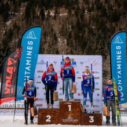 Samse National Tour n°5,LES CONTAMINES, FRANCE - JANUARY 25: CHLOE VERMEULEN of FRA, LOUANE ADAM of FRA, MAYA PERREY of FRA, GABRIELLE BOURGEOIS of FRA, PAULINE LAFOUX of FRA January 25, 2026 in Les Contamines, France. (Photo by Rodriguez Alexis / @Aleiks_photo)