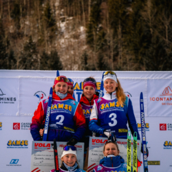 Samse National Tour n°5,LES CONTAMINES, FRANCE - JANUARY 25: CHLOE VERMEULEN of FRA, LOUANE ADAM of FRA, MAYA PERREY of FRA, GABRIELLE BOURGEOIS of FRA, PAULINE LAFOUX of FRA January 25, 2026 in Les Contamines, France. (Photo by Rodriguez Alexis / @Aleiks_photo)