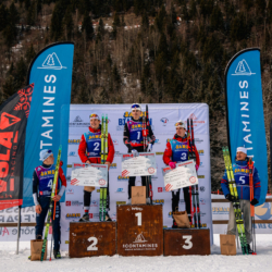 Samse National Tour n°5,LES CONTAMINES, FRANCE - JANUARY 25: MAEL BERNOLE of FRA, SAMUEL TUTTINO of FRA, MARTIN MINAZZI of FRA, NANS VERCUEIL of FRA, JULES LAFOUX of FRA January 25, 2026 in Les Contamines, France. (Photo by Rodriguez Alexis / @Aleiks_photo)