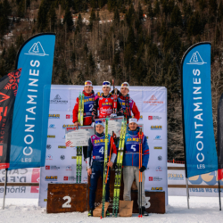 Samse National Tour n°5,LES CONTAMINES, FRANCE - JANUARY 25: MAEL BERNOLE of FRA, SAMUEL TUTTINO of FRA, MARTIN MINAZZI of FRA, NANS VERCUEIL of FRA, JULES LAFOUX of FRA January 25, 2026 in Les Contamines, France. (Photo by Rodriguez Alexis / @Aleiks_photo)