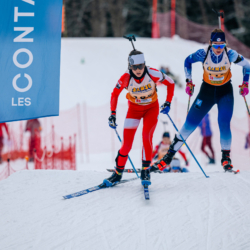 Samse National Tour n°5,LES CONTAMINES, FRANCE - JANUARY 25: THEMICE FONTAINE of FRA, MAELA CORREIA of FRA January 25, 2026 in Les Contamines, France. (Photo by Rodriguez Alexis / @Aleiks_photo)
