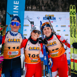 Samse National Tour n°5,LES CONTAMINES, FRANCE - JANUARY 25: MAELA CORREIA of FRA, THEMICE FONTAINE of FRA, FANY BERTRAND of FRA January 25, 2026 in Les Contamines, France. (Photo by Rodriguez Alexis / @Aleiks_photo)