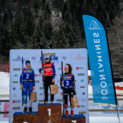 Samse National Tour n°5,LES CONTAMINES, FRANCE - JANUARY 25: MATILDA DODOS of FRA, JULIETTE OLIVA of FRA, ROMANE OUVRIER-BUFFET of FRA January 25, 2026 in Les Contamines, France. (Photo by Rodriguez Alexis / @Aleiks_photo)