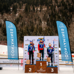 Samse National Tour n°5,LES CONTAMINES, FRANCE - JANUARY 25: MAELA CORREIA of FRA, THEMICE FONTAINE of FRA, LISA SIBERCHICOT of FRA January 25, 2026 in Les Contamines, France. (Photo by Rodriguez Alexis / @Aleiks_photo)