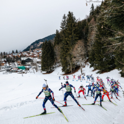 Samse National Tour n°5,LES CONTAMINES, FRANCE - JANUARY 25: MARTIN BOTET of FRA, THEO GUIRAUD-POILLOT of FRA, FLAVIO GUY of FRACAMILLE GRATALOUP MANISSOLLE of FRA January 25, 2026 in Les Contamines, France. (Photo by Rodriguez Alexis / @Aleiks_photo)