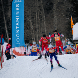 Samse National Tour n°5,LES CONTAMINES, FRANCE - JANUARY 25: TOM BOUILLET of FRA, NANS MADELENAT of FRA, VICTOR LAINE of FRA January 25, 2026 in Les Contamines, France. (Photo by Rodriguez Alexis / @Aleiks_photo)