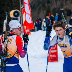 Samse National Tour n°5,LES CONTAMINES, FRANCE - JANUARY 25: TOM BOUILLET of FRA, EMILE PERRILLAT-BOTTONET of FRA January 25, 2026 in Les Contamines, France. (Photo by Rodriguez Alexis / @Aleiks_photo)
