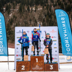 Samse National Tour n°5,LES CONTAMINES, FRANCE - JANUARY 25: EMILE PERRILLAT-BOTTONET of FRA, MARIUS THIRIAT of FRA, TOM BOUILLET of FRA January 25, 2026 in Les Contamines, France. (Photo by Rodriguez Alexis / @Aleiks_photo)