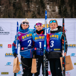 Samse National Tour n°5,LES CONTAMINES, FRANCE - JANUARY 25: EMILE PERRILLAT-BOTTONET of FRA, MARIUS THIRIAT of FRA, TOM BOUILLET of FRA January 25, 2026 in Les Contamines, France. (Photo by Rodriguez Alexis / @Aleiks_photo)