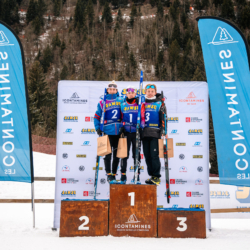 Samse National Tour n°5,LES CONTAMINES, FRANCE - JANUARY 25: EMILE PERRILLAT-BOTTONET of FRA, MARIUS THIRIAT of FRA, TOM BOUILLET of FRA January 25, 2026 in Les Contamines, France. (Photo by Rodriguez Alexis / @Aleiks_photo)