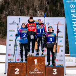 Samse National Tour n°5,LES CONTAMINES, FRANCE - JANUARY 25: EMILE PERRILLAT-BOTTONET of FRA, MARIUS THIRIAT of FRA, TOM BOUILLET of FRA, NANS MADELENAT of FRA January 25, 2026 in Les Contamines, France. (Photo by Rodriguez Alexis / @Aleiks_photo)