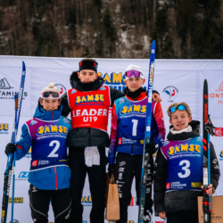 Samse National Tour n°5,LES CONTAMINES, FRANCE - JANUARY 25: EMILE PERRILLAT-BOTTONET of FRA, MARIUS THIRIAT of FRA, TOM BOUILLET of FRA, NANS MADELENAT of FRA January 25, 2026 in Les Contamines, France. (Photo by Rodriguez Alexis / @Aleiks_photo)