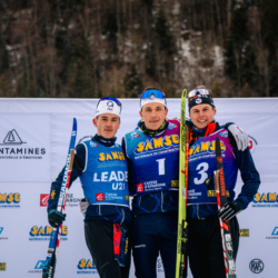 Samse National Tour n°5,LES CONTAMINES, FRANCE - JANUARY 25: CAMILLE GRATALOUP MANISSOLLE of FRA, ANTONIN DELSOL of FRA, FLAVIO GUY of FRA January 25, 2026 in Les Contamines, France. (Photo by Rodriguez Alexis / @Aleiks_photo)