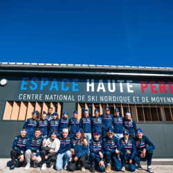 EQUIPE DE FRANCE JUNIOR/JEUNE MONDIAUX 2026,CNSNMM, FRANCE - FEBRUARY 24: Matilda DODOS of FRA, Themice FONTAINE of FRA, Cyril QUARTELLI of FRA, Juliette OLIVA of FRA, Adele OUVRIER-BUFFET of FRA, Romane OUVRIER-BUFFET of FRA, Camille GRATALOUP-MANISSOLLE of FRA, Nans MADELENAT of FRA, Sacha MAZZILLI RIABOFF of FRA, Léo CARLIER of FRA, Lou anne DUPONT BALET BAZ of FRA, Louise ROGUET of FRA, Technicien FFS, Rachelle DEMANGEAT Coach FFS of FRA, Antonin DELSOL of FRA, Claire BRETON coach FFS of FRA, Tom BOUILLET of FRA, Emile PERRILLAT BOTTONET of FRA, Namou CANDAU ARMAND of FRA, Guillaume POIROT of FRA February 24, 2026 in CNSNMM, France. (Photo by Rodriguez Alexis / @Aleiks_photo)