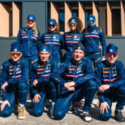 EQUIPE DE FRANCE JUNIOR/JEUNE MONDIAUX 2026,CNSNMM, FRANCE - FEBRUARY 24: Romane OUVRIER BUFFET of FRA, Juliette OLIVA of FRA, Matilda DODOS of FRA, Adele OVRIER BUFFET of FRA, Emile PERRILLAT BOTTONET of FRA, Nans MADELENAT of FRA, Sacha MAZZILI RIABOFF of FRA and Tom BOUILLET of FRA February 24, 2026 in CNSNMM, France. (Photo by Rodriguez Alexis / @Aleiks_photo)