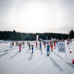 Samse National Tour n°6,AUTRANS, FRANCE - FEBRUARY 8: MATHIS LAINÉ of FRA, NIELS BIBOLLET of FRA, EMILE PERRILLAT-BOTTONET of FRA STADIUM February 8, 2026 in Autrans, France. (Photo by Rodriguez Alexis / @Aleiks_photo)