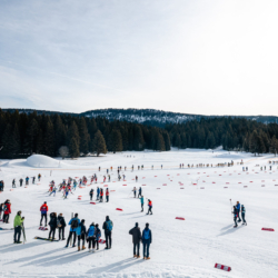 Samse National Tour n°6,AUTRANS, FRANCE - FEBRUARY 8: MATHIS LAINÉ of FRA, NIELS BIBOLLET of FRA, EMILE PERRILLAT-BOTTONET of FRA STADIUM February 8, 2026 in Autrans, France. (Photo by Rodriguez Alexis / @Aleiks_photo)