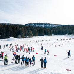 Samse National Tour n°6,AUTRANS, FRANCE - FEBRUARY 8: MATHIS LAINÉ of FRA, NIELS BIBOLLET of FRA, EMILE PERRILLAT-BOTTONET of FRA STADIUM February 8, 2026 in Autrans, France. (Photo by Rodriguez Alexis / @Aleiks_photo)