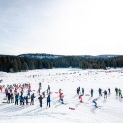 Samse National Tour n°6,AUTRANS, FRANCE - FEBRUARY 8: MATHIS LAINÉ of FRA, NIELS BIBOLLET of FRA, EMILE PERRILLAT-BOTTONET of FRA STADIUM February 8, 2026 in Autrans, France. (Photo by Rodriguez Alexis / @Aleiks_photo)