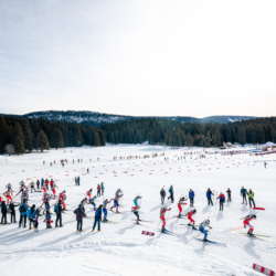 Samse National Tour n°6,AUTRANS, FRANCE - FEBRUARY 8: MATHIS LAINÉ of FRA, NIELS BIBOLLET of FRA, EMILE PERRILLAT-BOTTONET of FRA STADIUM February 8, 2026 in Autrans, France. (Photo by Rodriguez Alexis / @Aleiks_photo)