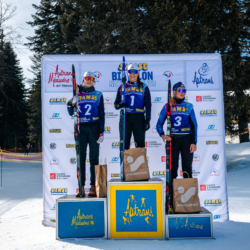 Samse National Tour n°6,AUTRANS, FRANCE - FEBRUARY 8: LOUISE ROGUET of FRA, CORALIE PERRIN of FRA, MAELA CORREIA of FRA February 8, 2026 in Autrans, France. (Photo by Rodriguez Alexis / @Aleiks_photo)