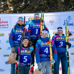 Samse National Tour n°6,AUTRANS, FRANCE - FEBRUARY 8: ZELIE PIC of FRA, JEANNE BOUVIER of FRA, PAULINE LAFOUX of FRA, NOOR ERICKSON of FRA, AXELLE BOUVARD of FRA February 8, 2026 in Autrans, France. (Photo by Rodriguez Alexis / @Aleiks_photo)