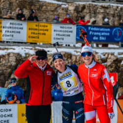CHAMPIONNATS DE FRANCE DIMANCHE,PREMANON, FRANCE - MARCH 29: MIDEZ Canelle, MICHELON Oceane, WEISS Joanne March 29, 2026 in PREMANON, France. (Photo by Rodriguez Alexis / @Aleiks_photo)