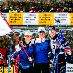 CHAMPIONNATS DE FRANCE DIMANCHE,PREMANON, FRANCE - MARCH 29: PERRILLAT-BOTTONET EMILE, LAFOUX JULES, PATUREL GAETAN March 29, 2026 in PREMANON, France. (Photo by Rodriguez Alexis / @Aleiks_photo)