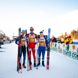 CHAMPIONNATS DE FRANCE VENDREDI,PREMANON, FRANCE - MARCH 27: MARIUS THIRIAT of FRA, EMILE WEISS of FRA, NIELS BIBOLLET of FRA March 27, 2026 in PREMANON, France. (Photo by Rodriguez Alexis / @Aleiks_photo)